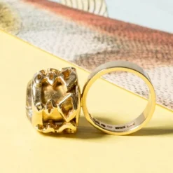 Pamono Gold and Rock Crystal Ring by Claës Giertta, 1965><noscript><img width=