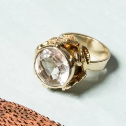 Pamono Gold and Rock Crystal Ring by Claës Giertta, 1965><noscript><img width=