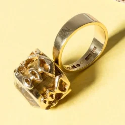 Pamono Gold and Rock Crystal Ring by Claës Giertta, 1965><noscript><img width=