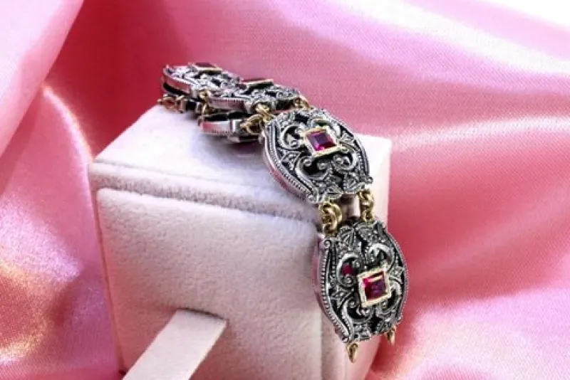 Online Pamono Gold and Silver Bracelet with Diamond Chips