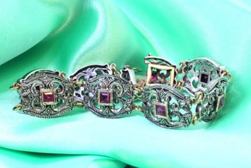 Online Pamono Gold and Silver Bracelet with Diamond Chips