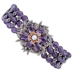 Outlet Pamono Gold and Silver Bracelet with Diamonds and Emeralds