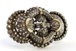 Pamono Gold and Silver Brooch with Brilliant-Cut Diamonds and Chips><noscript><img width=