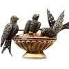Pamono Gold and Silver Brooch with Birds at the Water Trough, Diamond Chips and Calibrated Rubies> Brooches