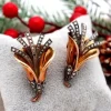 Outlet Pamono Gold and Silver Brooches with Diamond Chips, Set of 2