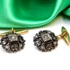 Sale Pamono Gold and Silver Cufflinks with Diamond Cutouts and Chips, Set of 2