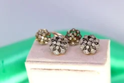 Pamono Gold and Silver Cufflinks with Diamond Chips, Set of 2> Cufflinks