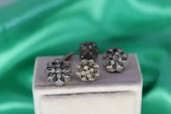 Pamono Gold and Silver Cufflinks with Diamond Chips, Set of 2><noscript><img width=
