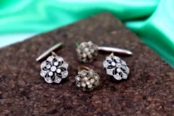 Pamono Gold and Silver Cufflinks with Diamond Chips, Set of 2><noscript><img width=