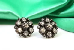 Pamono Gold and Silver Earrings with Rose Cut Diamonds and Chips, Set of 2> Earrings