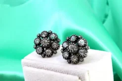 Pamono Gold and Silver Earrings with Rose Cut Diamonds and Chips, Set of 2><noscript><img width=