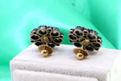 Pamono Gold and Silver Earrings with Rose Cut Diamonds and Chips, Set of 2><noscript><img width=