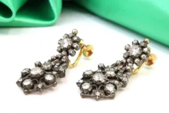 Pamono Gold and Silver Earrings with Rhinestones, Set of 2