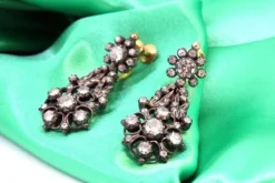 Pamono Gold and Silver Earrings with Rhinestones, Set of 2
