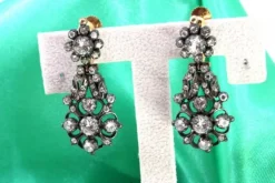 Pamono Gold and Silver Earrings with Rhinestones, Set of 2