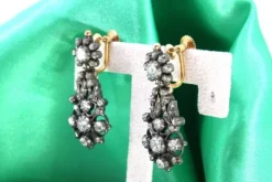 Pamono Gold and Silver Earrings with Rhinestones, Set of 2