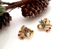 Best Pamono Gold and Silver Earrings with Diamond Chips and Encrusted Stones, Set of 2