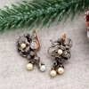 Pamono Gold and Silver Earrings with Diamond Chips, Set of 2> Earrings