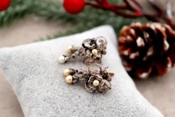 Pamono Gold and Silver Earrings with Diamond Chips, Set of 2><noscript><img width=