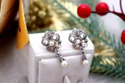 Best Pamono Gold and Silver Earrings with Diamond Chips, Set of 2