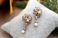 Best Pamono Gold and Silver Earrings with Diamond Chips, Set of 2