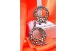 Online Pamono Gold and Silver Earrings with Three Pendants,Set of 2
