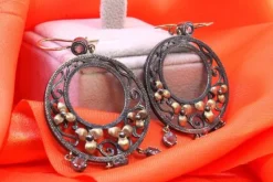 Online Pamono Gold and Silver Earrings with Three Pendants,Set of 2
