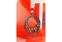 Online Pamono Gold and Silver Earrings with Three Pendants,Set of 2