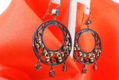 Online Pamono Gold and Silver Earrings with Three Pendants,Set of 2