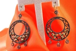 Online Pamono Gold and Silver Earrings with Three Pendants,Set of 2