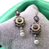 Online Pamono Gold and Silver Earrings with Zirconia, Set of 2