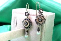 Online Pamono Gold and Silver Earrings with Zirconia, Set of 2