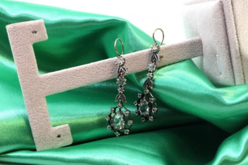 Hot Pamono Gold and Silver Earrings with Zirconias and Floral Applications, Set of 2