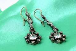 Hot Pamono Gold and Silver Earrings with Zirconias and Floral Applications, Set of 2