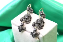 Pamono Gold and Silver Earrings with Diamond Chips, Set of 2><noscript><img width=