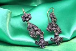 Pamono Gold and Silver Earrings with Diamond Chips, Set of 2><noscript><img width=