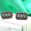 Outlet Pamono Gold and Silver Earrings with Chips and Crowned Diamonds, Set of 2