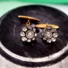 Pamono Gold and Silver Flower Shaped Cufflinks with Diamond Chips, Set of 2> Cufflinks