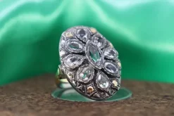 Pamono Gold and Silver Ring with Teardrop and Pear Cut Zirconias> Rings