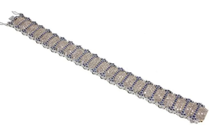 Hot Pamono Gold Bracelet with Blue Sapphires and Diamonds