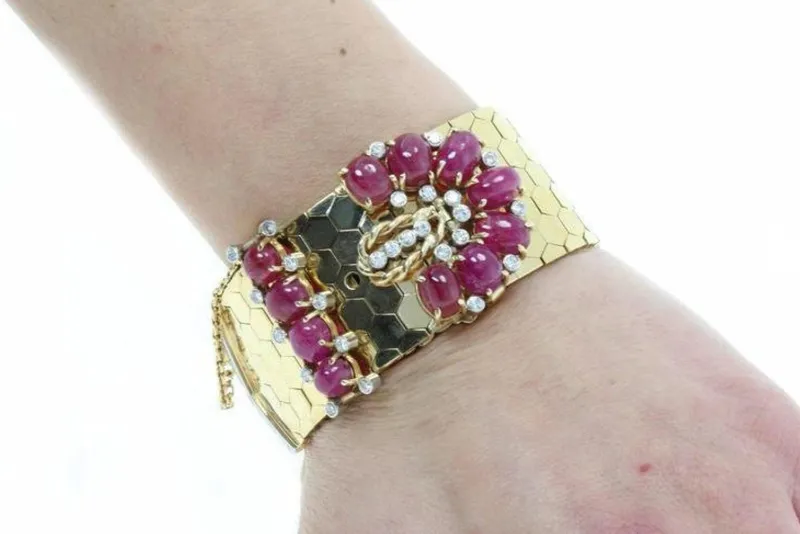Online Pamono Gold Bracelet with Ruby and Diamond