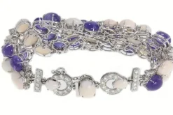 Pamono Gold Bracelet with Tanzanite and Diamond, 1970s><noscript><img width=