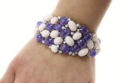 Pamono Gold Bracelet with Tanzanite and Diamond, 1970s><noscript><img width=