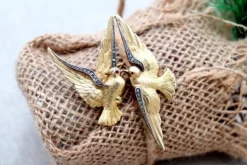 Outlet Pamono Gold Brooch with Two Doves