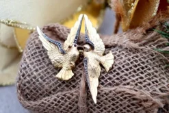 Outlet Pamono Gold Brooch with Two Doves