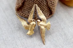 Outlet Pamono Gold Brooch with Two Doves