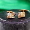 Discount Pamono Gold Cufflinks in Asymmetrical Shape with Raised Elements, Set of 2