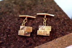 Discount Pamono Gold Cufflinks in Asymmetrical Shape with Raised Elements, Set of 2