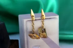 Discount Pamono Gold Cufflinks in Asymmetrical Shape with Raised Elements, Set of 2