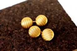 Pamono Gold Cufflinks in Button Shape with Raised Bands, Set of 2> Cufflinks